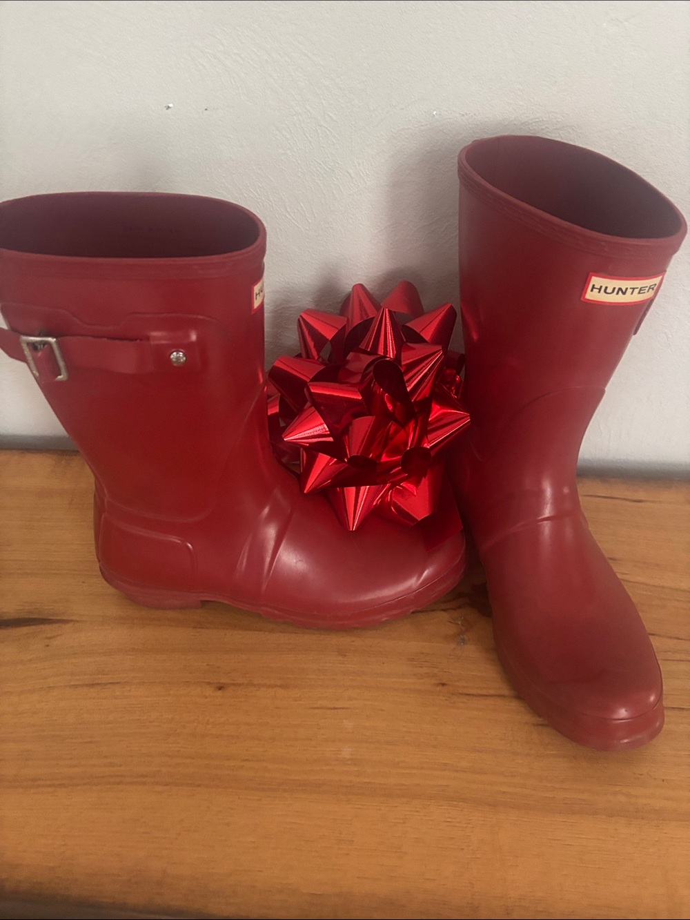 Hunter Red Mid-Calf Rubber Rain Boots